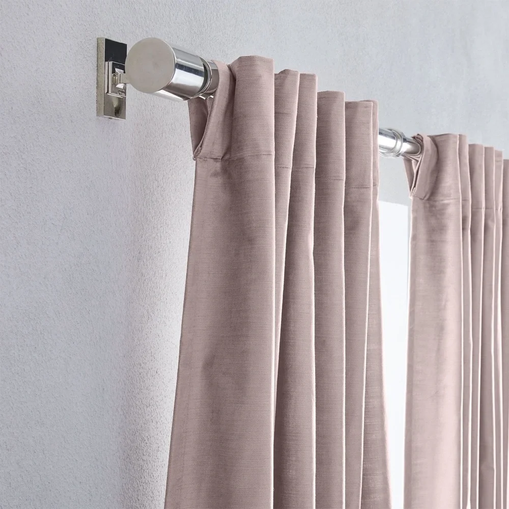 Set of West Elm Luster Velvet Curtains in Dusty Blush New 48